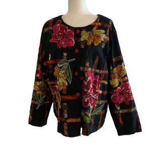 BRAND new with tags, Life Style Woman embroidered jacket, size 1X button front